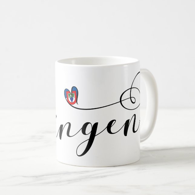 Büsingen Flag Heart, Büsingen am Hochrhein Coffee Mug (Front Right)