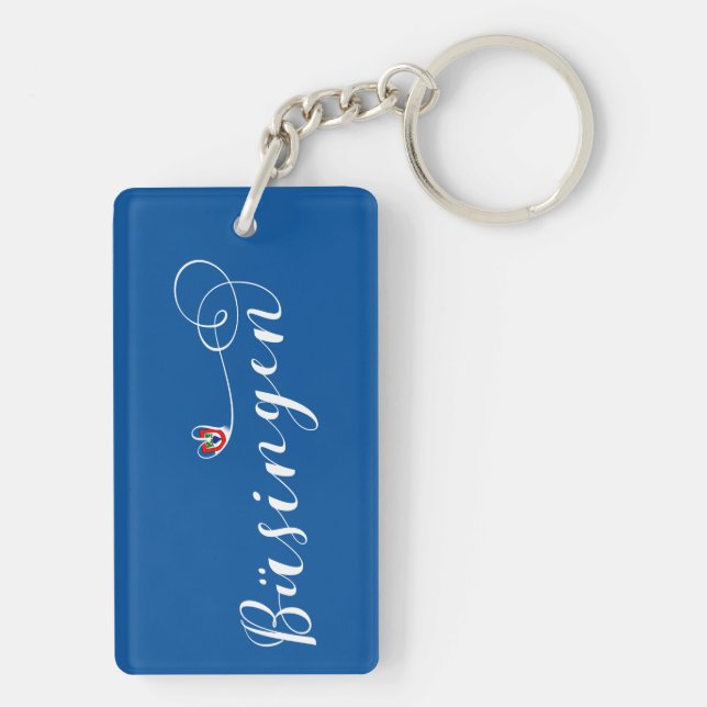Büsingen Flag Heart, Büsingen am Hochrhein Keychain (Back)