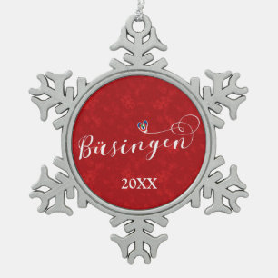 Büsingen Flag Heart, Büsingen am Hochrhein Snowflake Pewter Christmas Ornament