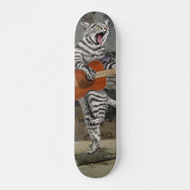 Busker the Guitar Cat Skateboard (Front)