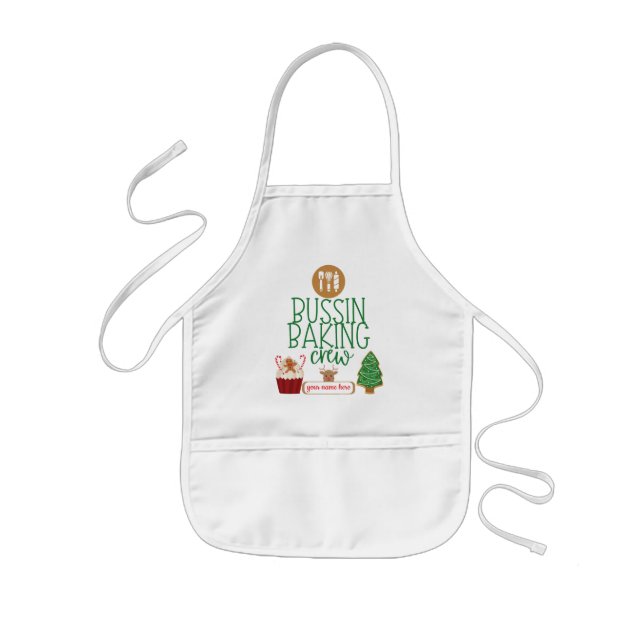 Bussin Baking Crew (w/ Name) Christmas Kids Apron (Front)