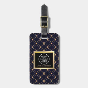 Bussiness logo luxurious black gold Metal monogram Luggage Tag