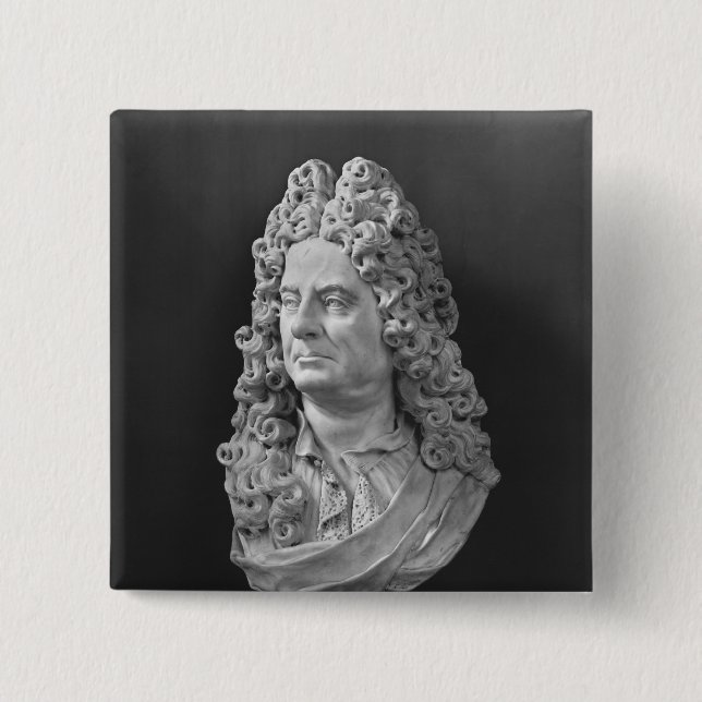 Bust of Antoine Coypel 2 Inch Square Button (Front)