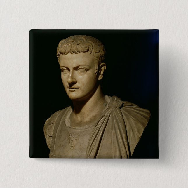 Bust of Caligula 2 Inch Square Button (Front)