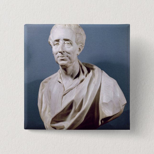 Bust of Charles de Secondat  Baron de 2 Inch Square Button (Front)