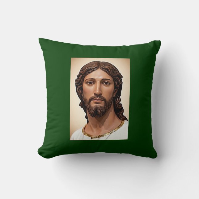 BUST OF CHRIST THE SAVIOR by MICHELANGELO 2026___ Throw Pillow (Front)