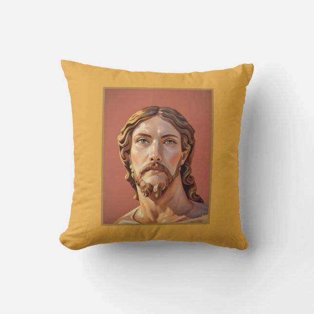 BUST OF CHRIST THE SAVIOR by MICHELANGELO 2026__ Throw Pillow (Front)