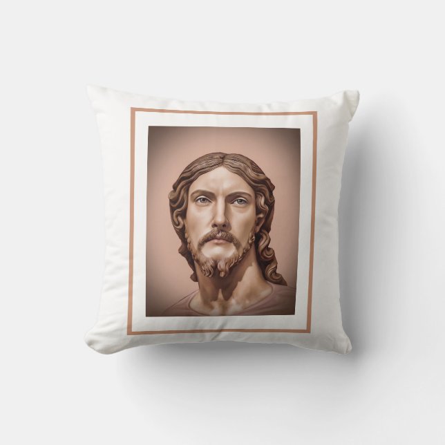 BUST OF CHRIST THE SAVIOR by MICHELANGELO 2026__ Throw Pillow (Front)
