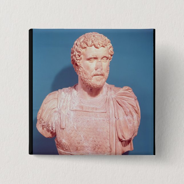 Bust of Emperor Antoninus Pius 2 Inch Square Button (Front)