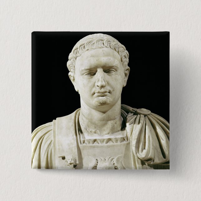 Bust of Emperor Domitian 2 Inch Square Button (Front)