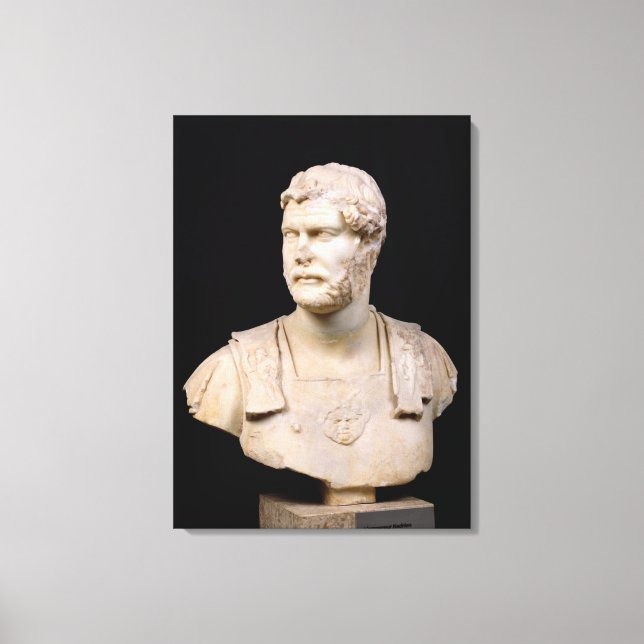 Bust of Emperor Hadrian  found in Crete Canvas Print (Front)