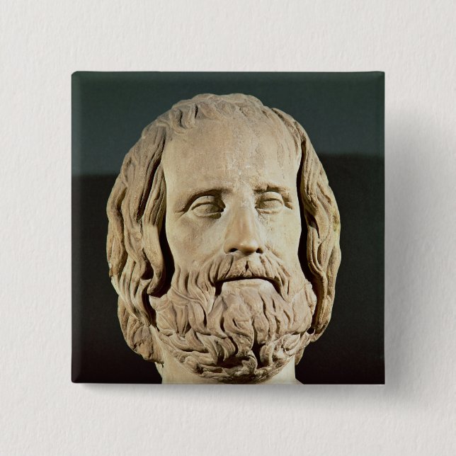 Bust of Euripides 2 Inch Square Button (Front)