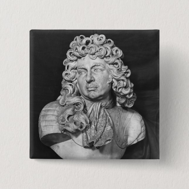Bust of Francois de Crequy, c.1690 2 Inch Square Button (Front)