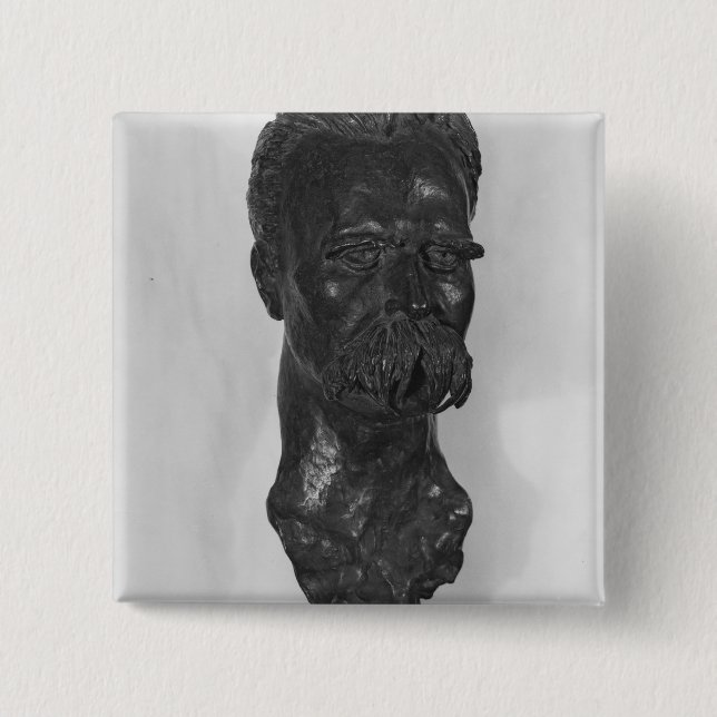 Bust of Friedrich Nietzsche  German 2 Inch Square Button (Front)