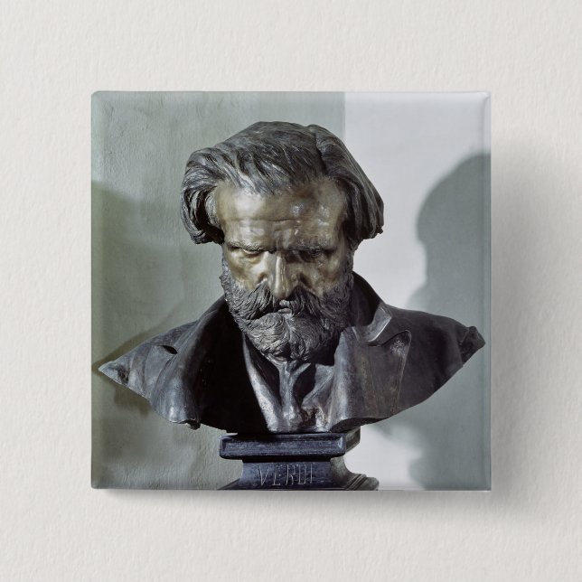 Bust of Giuseppe Verdi 2 Inch Square Button (Front)