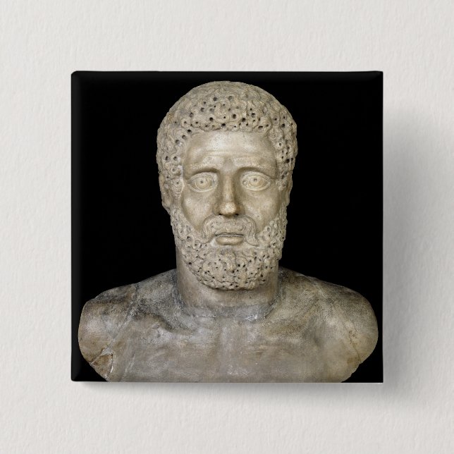 Bust of Hercules 2 Inch Square Button (Front)