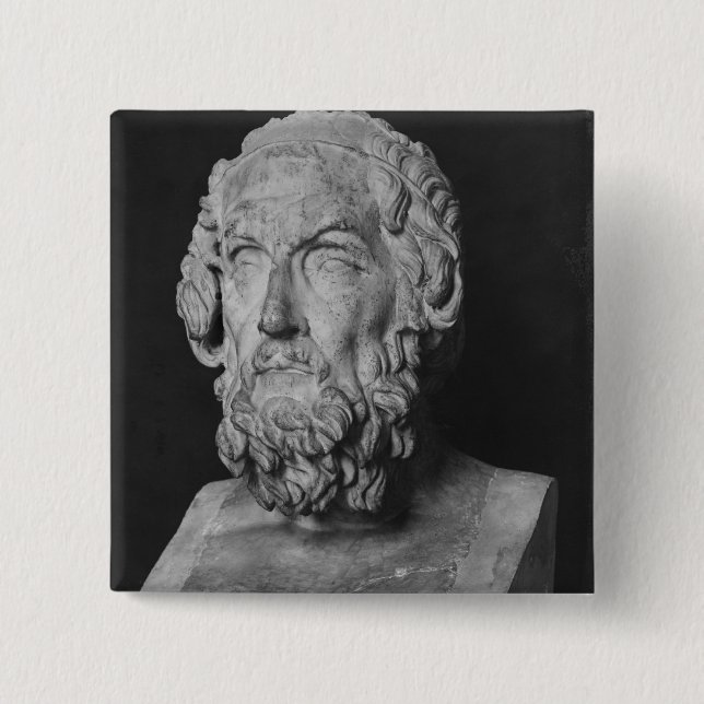 Bust of Homer, Hellenistic period 2 Inch Square Button (Front)