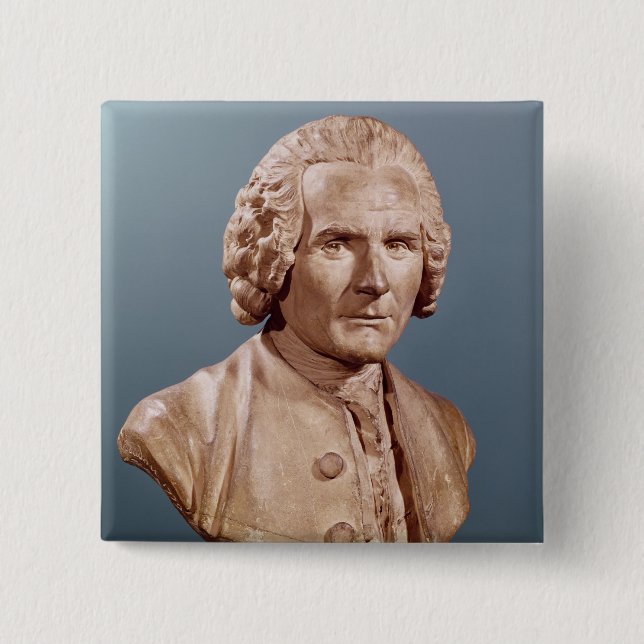 Bust of Jean-Jacques Rousseau 2 Inch Square Button (Front)