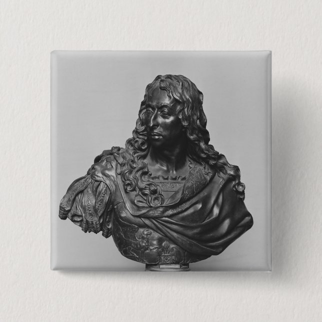 Bust of Louis II Prince of Bourbon 2 Inch Square Button (Front)