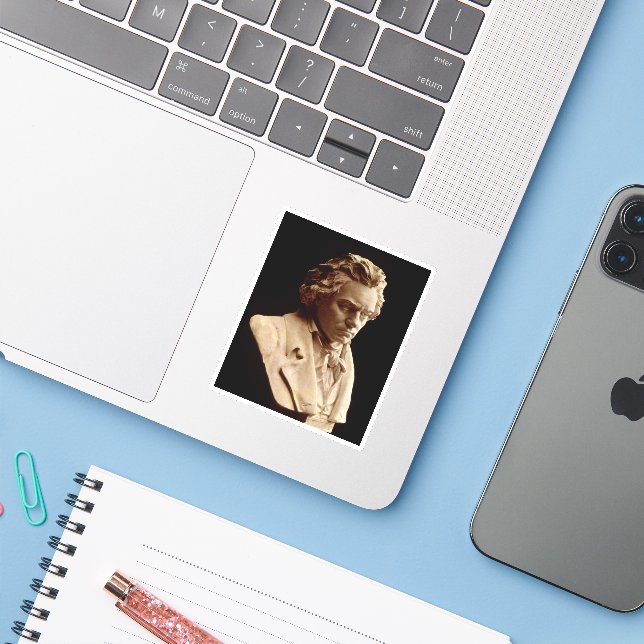 Bust of Ludwig van Beethoven Square Sticker (Laptop w/ iPhone)