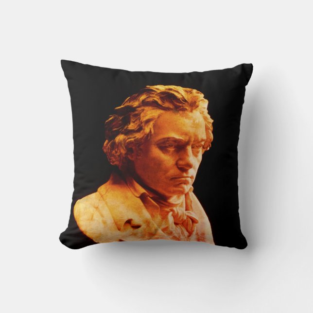 Bust of Ludwig van Beethoven Throw Pillow (Front)