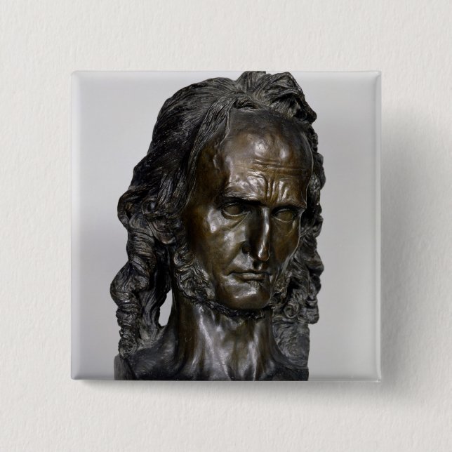 Bust of Nicolo Paganini  1830 2 Inch Square Button (Front)