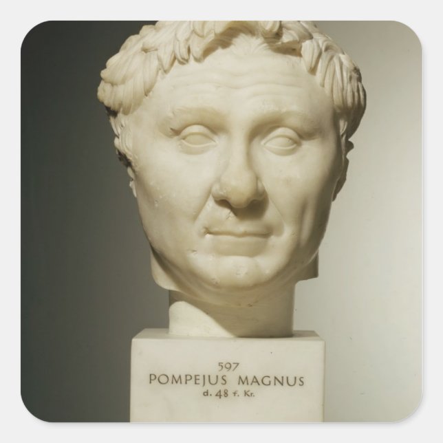 Bust of Pompey (106-48 BC) c.60 BC (marble) Square Sticker (Front)