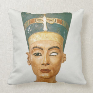 Bust of Queen Nefertiti, front view, from the stud Throw Pillow