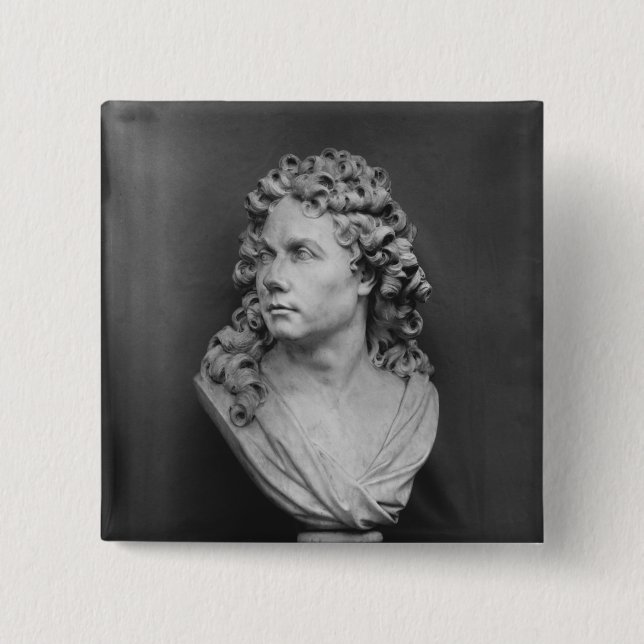 Bust of Robert de Cotte, 1707 2 Inch Square Button (Front)