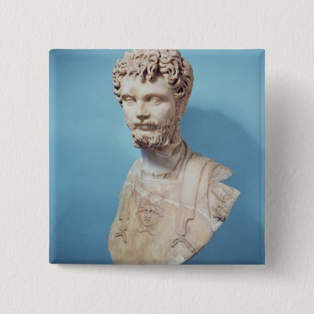 Bust of Septimus Severus 2 Inch Square Button (Front)