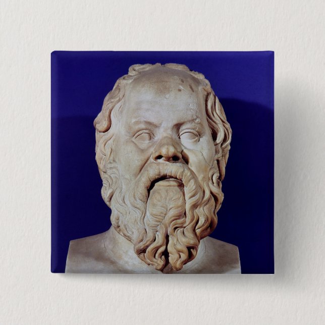 Bust of Socrates 2 Inch Square Button (Front)