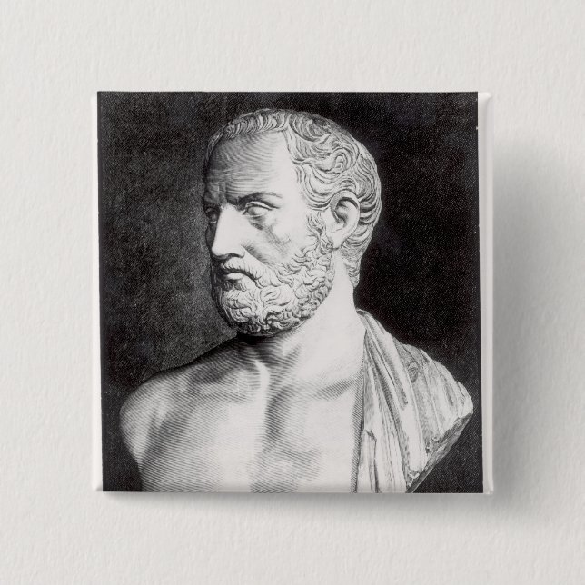 Bust of Thucydides , engraved by Barbant 2 Inch Square Button (Front)