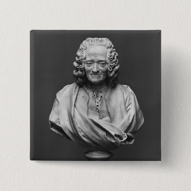Bust of Voltaire 2 Inch Square Button (Front)