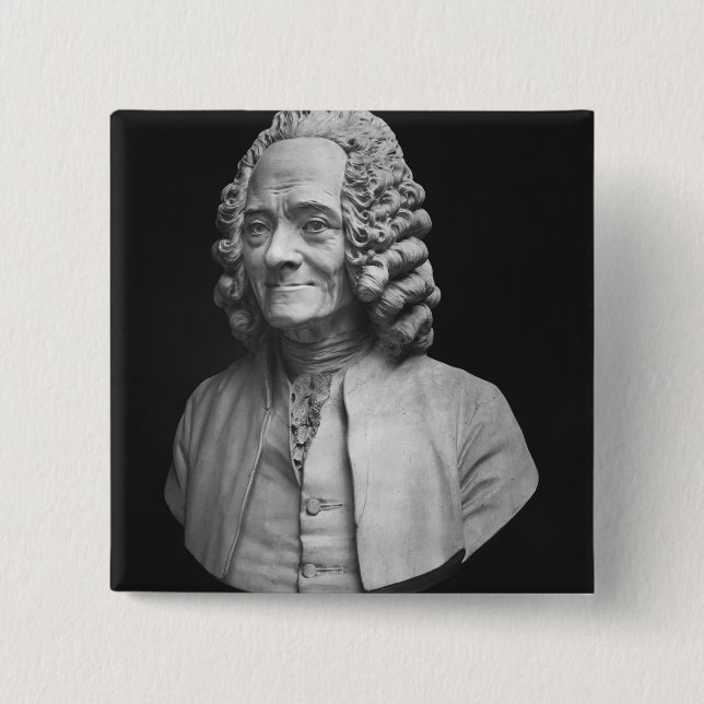 Bust of Voltaire 2 Inch Square Button (Front)