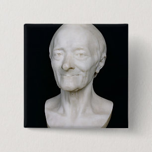 Bust of Voltaire  without his wig, 1778 2 Inch Square Button