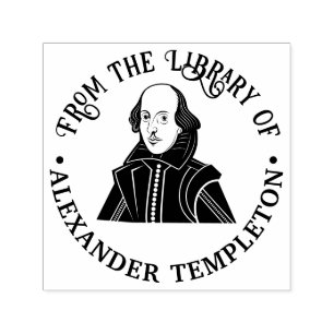 Bust of William Shakespeare Library Book Name Self-inking Stamp