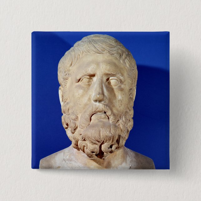 Bust of Zeno of Citium 2 Inch Square Button (Front)
