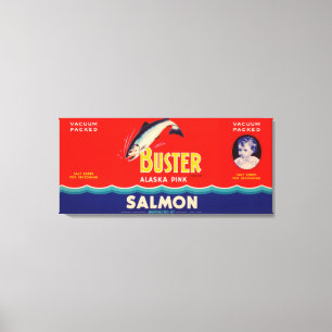 Buster Brand Salmon Label- Seattle, WA Canvas Print