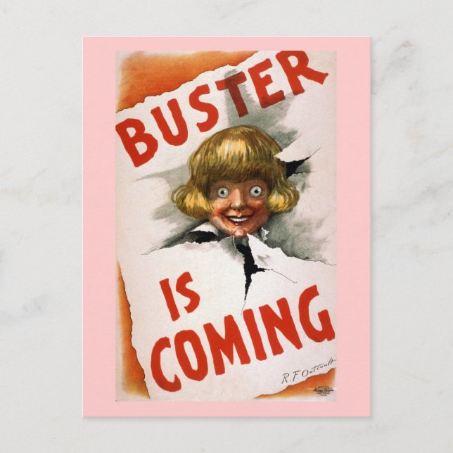 Buster is Coming Vintage Theatre Poster Postcard (Front)