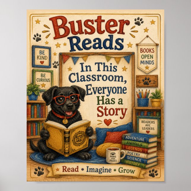 Buster Reads Classroom Poster (Front)