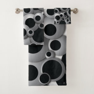 Bustling Bubbles Black Bath Towel Set