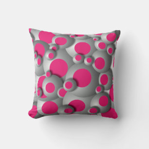 Bustling Bubbles Hot Pink Throw Pillow