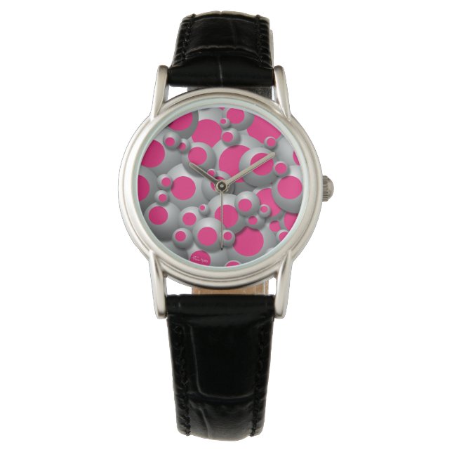 Bustling Bubbles Hot Pink Watch (Front)