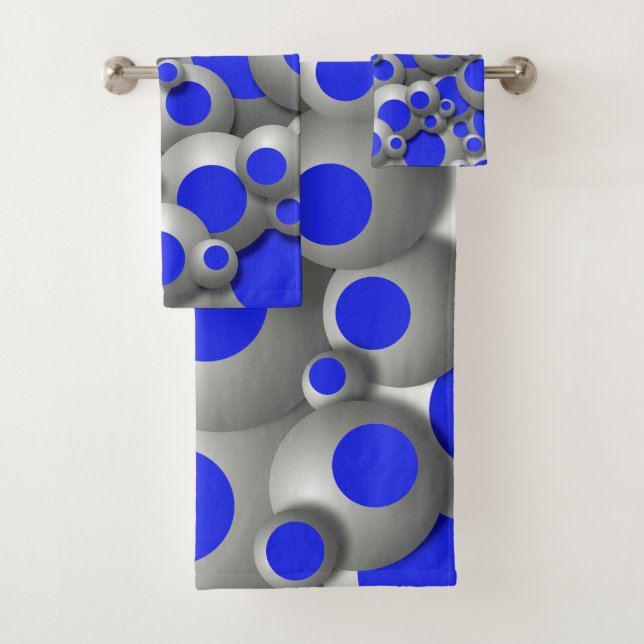 Bustling Bubbles Royal Blue Bath Towel Set (Insitu)