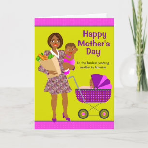 Busy African American Mom Mother's Day Card
