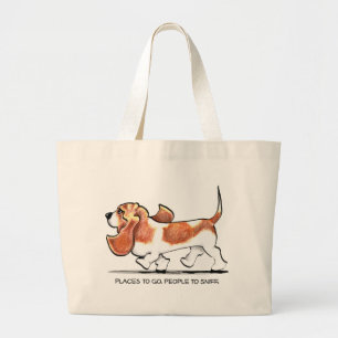 Busy Basset Hound Large Tote Bag