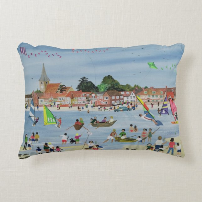 Busy Beach Accent Pillow (Front)