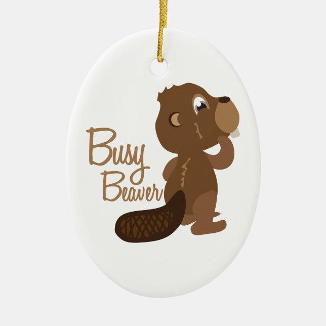 Busy Beaver Ceramic Ornament (Front)