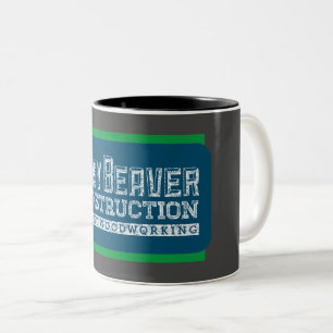 Busy Beaver Construction White Gfx Teal Green BG Two-Tone Coffee Mug