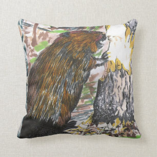 Busy Beaver Throw Pillow